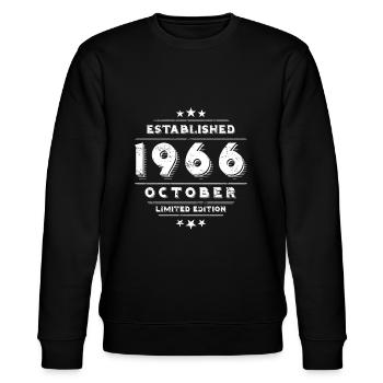 Geburtstag im Oktober 1966 - October - Stanley/Stella Unisex Bio-Sweatshirt CHANGER  - Schwarz - Vorne - Nik (191cm) & Marisol (170cm)
