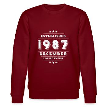 Anniversaire en Décembre 1987 - Décembre - Sweat bio CHANGER Stanley/Stella Unisexe - bordeaux - Devant - Nik (191cm) & Marisol (170cm)