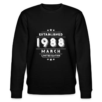 Geburtstag im März 1988 - March - Stanley/Stella Unisex Bio-Sweatshirt CHANGER  - Schwarz - Vorne - Nik (191cm) & Marisol (170cm)