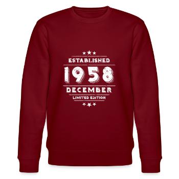 Anniversaire en décembre 1958 - décembre - Sweat bio CHANGER Stanley/Stella Unisexe - bordeaux - Devant - Nik (191cm) & Marisol (170cm)