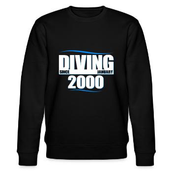 Taucher Geburtstag - Diving since January 2000 - Stanley/Stella Unisex Bio-Sweatshirt CHANGER  - Schwarz - Vorne - Nik (191cm) & Marisol (170cm)