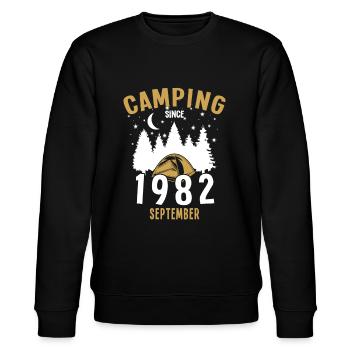 Anniversaire: Camping depuis septembre 1982 Camping - Sweat bio CHANGER Stanley/Stella Unisexe - noir - Devant - Nik (191cm) & Marisol (170cm)