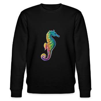 Buntes Seepferdchen - Unterwasser - Tauchen - Aqua - Stanley/Stella Unisex Bio-Sweatshirt CHANGER  - Schwarz - Vorne - Nik (191cm) & Marisol (170cm)