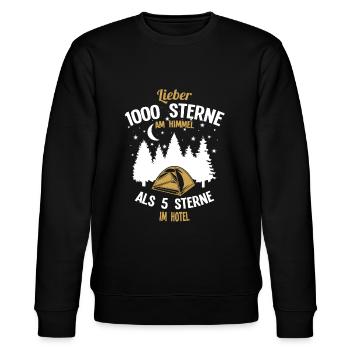 1000 Sterne Camping für Outdoor, Zelt Enthusiasten - Stanley/Stella Unisex Bio-Sweatshirt CHANGER  - Schwarz - Vorne - Nik (191cm) & Marisol (170cm)