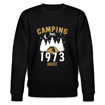 Anniversaire: Camping depuis août 1973 Camping - Sweat bio CHANGER Stanley/Stella Unisexe - noir - Devant - Nik (191cm) & Marisol (170cm)