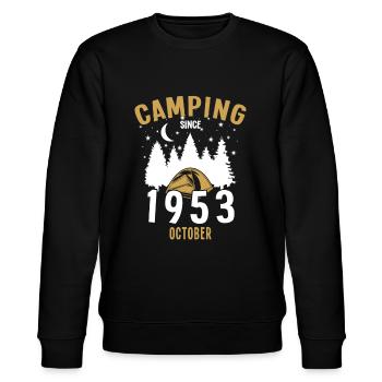 Geburtstag: Camping seit Oktober 1953 Zelten - Stanley/Stella Unisex Bio-Sweatshirt CHANGER  - Schwarz - Vorne - Nik (191cm) & Marisol (170cm)