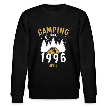 Birthday: Camping since April 1996 Zelten - Stanley/Stella CHANGER Unisex Organic Sweatshirt - black - Front - Nik (191cm) & Marisol (170cm)