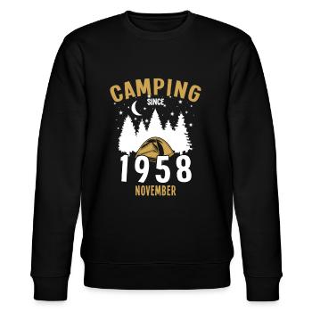 Anniversaire: Camping depuis novembre 1958 Zelten - Sweat bio CHANGER Stanley/Stella Unisexe - noir - Devant - Nik (191cm) & Marisol (170cm)
