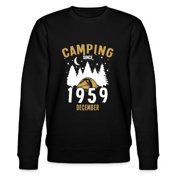 Geburtstag: Camping seit Dezember 1959 Zelten - Stanley/Stella Unisex Bio-Sweatshirt CHANGER  - Schwarz - Vorne - Nik (191cm) & Marisol (170cm)
