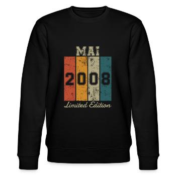 Geburtstag: Mai 2008 - Limited Edition Retro - Stanley/Stella Unisex Bio-Sweatshirt CHANGER  - Schwarz - Vorne - Nik (191cm) & Marisol (170cm)