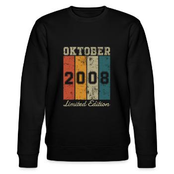 Geburtstag: Oktober 2008 - Limited Edition Retro - Stanley/Stella Unisex Bio-Sweatshirt CHANGER  - Schwarz - Vorne - Nik (191cm) & Marisol (170cm)