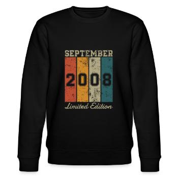 Geburtstag: September 2008 - Limited Edition Retro - Stanley/Stella Unisex Bio-Sweatshirt CHANGER  - Schwarz - Vorne - Nik (191cm) & Marisol (170cm)