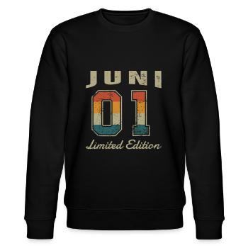 Geburtstag: Juni 2001 - Limited Edition Retro - Stanley/Stella Unisex Bio-Sweatshirt CHANGER  - Schwarz - Vorne - Nik (191cm) & Marisol (170cm)
