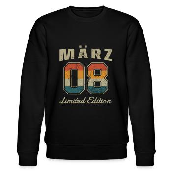 Geburtstag: März 2008 - Limited Edition Retro - Stanley/Stella Unisex Bio-Sweatshirt CHANGER  - Schwarz - Vorne - Nik (191cm) & Marisol (170cm)