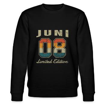 Geburtstag: Juni 2008 - Limited Edition Retro - Stanley/Stella Unisex Bio-Sweatshirt CHANGER  - Schwarz - Vorne - Nik (191cm) & Marisol (170cm)