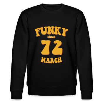 Funky Birthday: Mars 1972 - Flower Power - Sweat bio CHANGER Stanley/Stella Unisexe - noir - Devant - Nik (191cm) & Marisol (170cm)