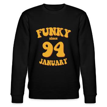 Funky Geburtstag: Januar 1994 - Flower Power - Stanley/Stella Unisex Bio-Sweatshirt CHANGER  - Schwarz - Vorne - Nik (191cm) & Marisol (170cm)