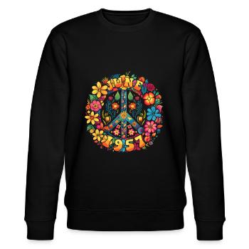 Flower Power Hippie Birthday - Juin 1957 - Sweat bio CHANGER Stanley/Stella Unisexe - noir - Devant - Nik (191cm) & Marisol (170cm)