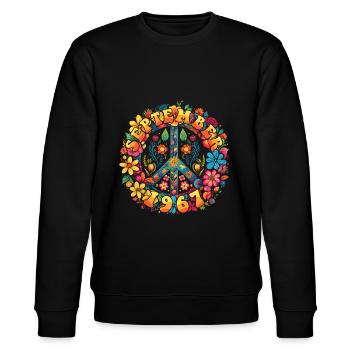 Flower Power Hippie Birthday - September 1967 - Stanley/Stella CHANGER Unisex Organic Sweatshirt - black - Front - Nik (191cm) & Marisol (170cm)