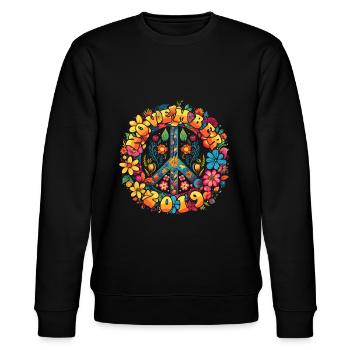 Flower Power Hippie Birthday - Novembre 2019 - Sweat bio CHANGER Stanley/Stella Unisexe - noir - Devant - Nik (191cm) & Marisol (170cm)