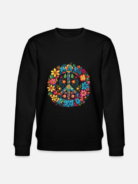 Flower Power Hippie Geburstag - Mai 1970 - Stanley/Stella Unisex Bio-Sweatshirt CHANGER - Schwarz