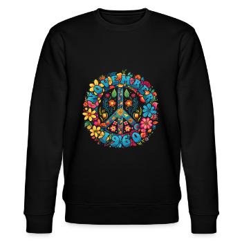 Flower Power Hippie Birthday - November 1960 - Stanley/Stella CHANGER Unisex Organic Sweatshirt - black - Front - Nik (191cm) & Marisol (170cm)