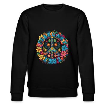 Flower Power Hippie Geburstag - Februar 1982 - Stanley/Stella Unisex Bio-Sweatshirt CHANGER  - Schwarz - Vorne - Nik (191cm) & Marisol (170cm)