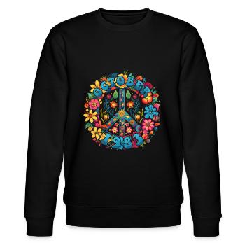 Flower Power Hippie Birthday - October 1983 - Stanley/Stella CHANGER Unisex Organic Sweatshirt - black - Front - Nik (191cm) & Marisol (170cm)