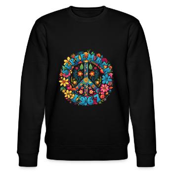 Flower Power Hippie Birthday - September 1967 - Stanley/Stella CHANGER Unisex Organic Sweatshirt - black - Front - Nik (191cm) & Marisol (170cm)