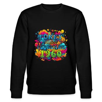 Funky Geburtstag: Februar 1960 - Psychadelic - Stanley/Stella Unisex Bio-Sweatshirt CHANGER  - Schwarz - Vorne - Nik (191cm) & Marisol (170cm)