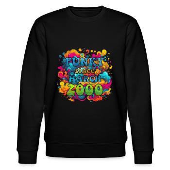 Funky Geburtstag: März 2000 - Psychadelic - Stanley/Stella Unisex Bio-Sweatshirt CHANGER  - Schwarz - Vorne - Nik (191cm) & Marisol (170cm)
