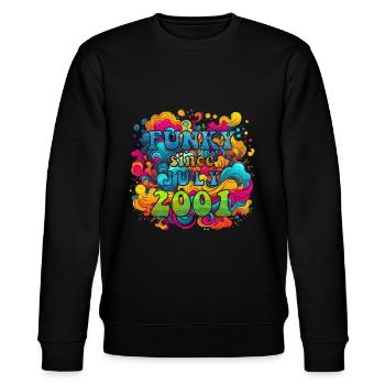 Funky Geburtstag: Juli 2001 - Psychadelic - Stanley/Stella Unisex Bio-Sweatshirt CHANGER  - Schwarz - Vorne - Nik (191cm) & Marisol (170cm)