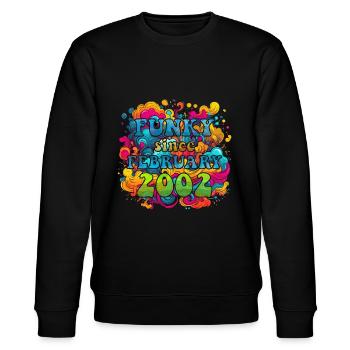 Funky Geburtstag: Februar 2002 - Psychadelic - Stanley/Stella Unisex Bio-Sweatshirt CHANGER  - Schwarz - Vorne - Nik (191cm) & Marisol (170cm)