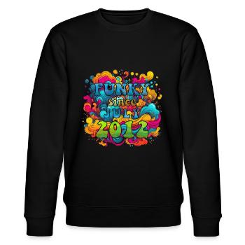 Funky Geburtstag: Juli 2012 - Psychadelic - Stanley/Stella Unisex Bio-Sweatshirt CHANGER  - Schwarz - Vorne - Nik (191cm) & Marisol (170cm)