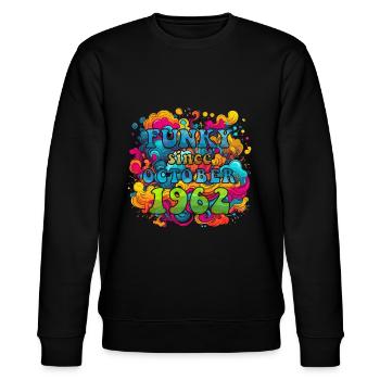 Funky Geburtstag: Oktober 1962 - Psychadelic - Stanley/Stella Unisex Bio-Sweatshirt CHANGER  - Schwarz - Vorne - Nik (191cm) & Marisol (170cm)