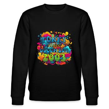 Funky Geburtstag: Dezember 2003 - Psychadelic - Stanley/Stella Unisex Bio-Sweatshirt CHANGER  - Schwarz - Vorne - Nik (191cm) & Marisol (170cm)