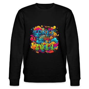 Funky Geburtstag: Juli 2014 - Psychadelic - Stanley/Stella Unisex Bio-Sweatshirt CHANGER  - Schwarz - Vorne - Nik (191cm) & Marisol (170cm)