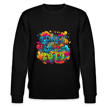 Funky Birthday: Janvier 2019 - Psychadelic - Sweat bio CHANGER Stanley/Stella Unisexe - noir - Devant - Nik (191cm) & Marisol (170cm)