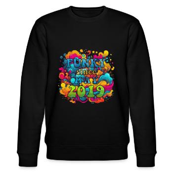 Funky Anniversaire: Mai 2019 - Psychadelic - Sweat bio CHANGER Stanley/Stella Unisexe - noir - Devant - Nik (191cm) & Marisol (170cm)
