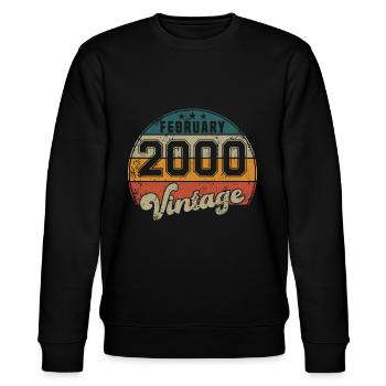 Vintage Geburtstag - Februar 2000 - Geschenkidee - Stanley/Stella Unisex Bio-Sweatshirt CHANGER  - Schwarz - Vorne - Nik (191cm) & Marisol (170cm)