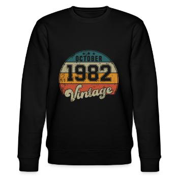 Vintage Geburtstag - Oktober 1982 - Geschenkidee - Stanley/Stella Unisex Bio-Sweatshirt CHANGER  - Schwarz - Vorne - Nik (191cm) & Marisol (170cm)