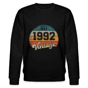 Vintage Geburtstag - Mai 1992 - Geschenkidee - Stanley/Stella Unisex Bio-Sweatshirt CHANGER  - Schwarz - Vorne - Nik (191cm) & Marisol (170cm)