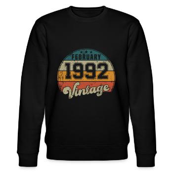 Vintage Geburtstag - Februar 1992 - Geschenkidee - Stanley/Stella Unisex Bio-Sweatshirt CHANGER  - Schwarz - Vorne - Nik (191cm) & Marisol (170cm)