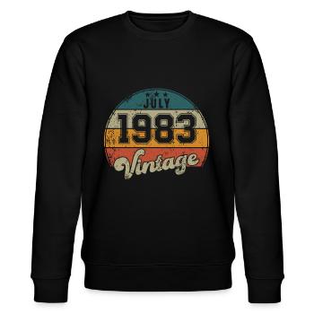 Vintage Geburtstag - Juli 1983 - Geschenkidee - Stanley/Stella Unisex Bio-Sweatshirt CHANGER  - Schwarz - Vorne - Nik (191cm) & Marisol (170cm)