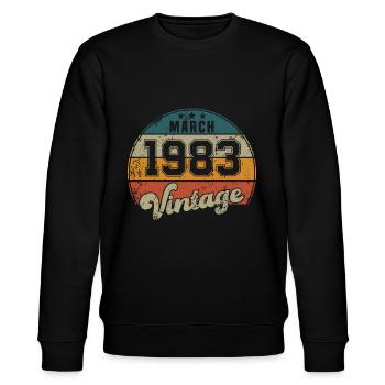 Vintage Geburtstag - März 1983 - Geschenkidee - Stanley/Stella Unisex Bio-Sweatshirt CHANGER  - Schwarz - Vorne - Nik (191cm) & Marisol (170cm)