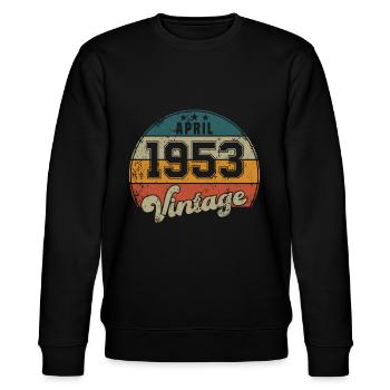 Vintage Geburtstag - April 1953 - Geschenkidee - Stanley/Stella Unisex Bio-Sweatshirt CHANGER  - Schwarz - Vorne - Nik (191cm) & Marisol (170cm)