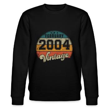 Vintage Geburtstag - Februar 2004 - Geschenkidee - Stanley/Stella Unisex Bio-Sweatshirt CHANGER  - Schwarz - Vorne - Nik (191cm) & Marisol (170cm)