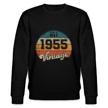 Vintage Geburtstag - Mai 1955 - Geschenkidee - Stanley/Stella Unisex Bio-Sweatshirt CHANGER  - Schwarz - Vorne - Nik (191cm) & Marisol (170cm)