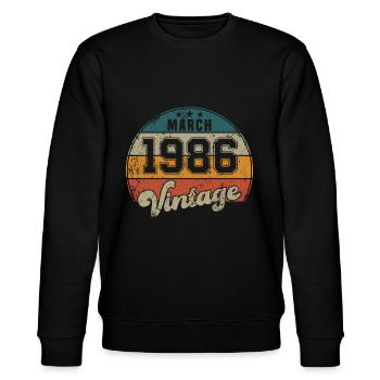 Vintage Geburtstag - März 1986 - Geschenkidee - Stanley/Stella Unisex Bio-Sweatshirt CHANGER  - Schwarz - Vorne - Nik (191cm) & Marisol (170cm)