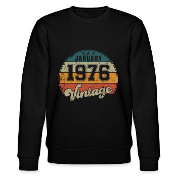 Vintage Geburtstag - Januar 1976 - Geschenkidee - Stanley/Stella Unisex Bio-Sweatshirt CHANGER  - Schwarz - Vorne - Nik (191cm) & Marisol (170cm)